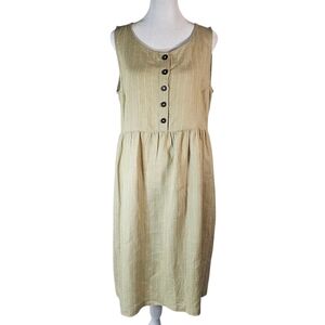 Pyne & Smith Linen Striped Button-Front Dress Size M